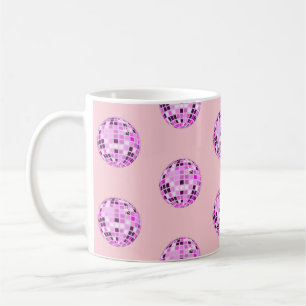 Modern Rosa Lila Disco Boll Mönster Pastel Rosa Kaffemugg