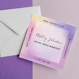 Modern Rosa Lila Gradient Social Media QR-kod Fyrkantigt Visitkort