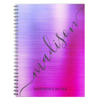 Modern Rosa Lila Metall Monogram-skript
