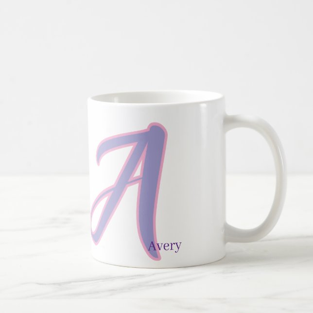 Modern Rosa & Lila Monogram Personligt Namn A Kaffemugg (Höger)