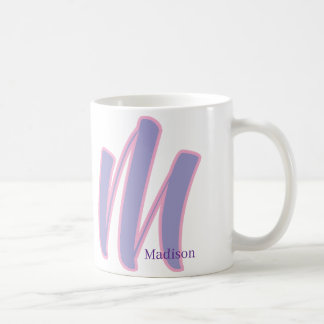 Modern Rosa & Lila Monogram Personligt Namn M Kaffemugg