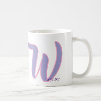 Modern Rosa & Lila Monogram Personligt Namn W Kaffemugg