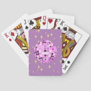 Modern Rosa Lila Retro Disco Boll Casinokort