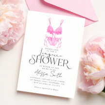 Modern Rosa Lingerie Inbjudningskort för möhippan
