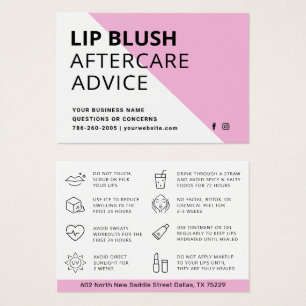 Modern Rosa Lip After Care Instruction Card Visitkort