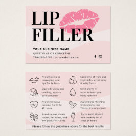 Modern Rosa Lip Filler Aftercare Instruktionskort Visitkort