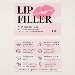 Modern Rosa Lip Filler Aftercare Instruktionskort Visitkort