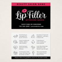 Modern Rosa Lip Filler Aftercare Instruktionskort