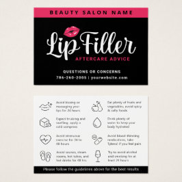 Modern Rosa Lip Filler Aftercare Instruktionskort Visitkort