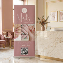 Modern Rosa Logotyp QR-kod Foto Nagelsalong