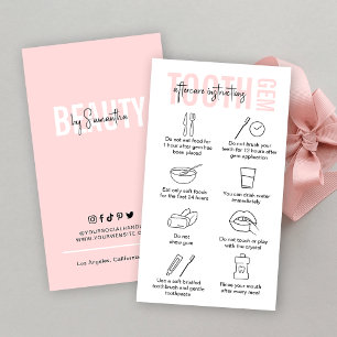 Modern Rosa Logotyp Tooth Gem Aftercare Instructio Visitkort