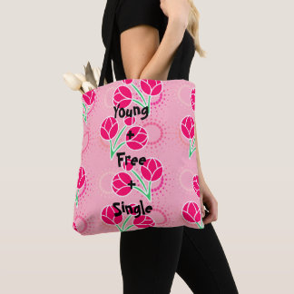 Modern Rosa Lotus Flower All over Print Tote Bag Tygkasse