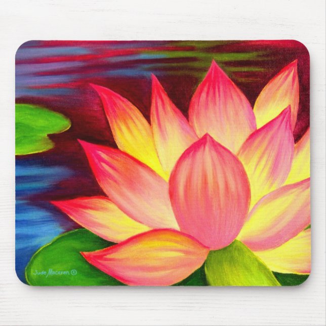 Modern Rosa Lotus Flower Painting Blommigt Musmatta (Framsidan)