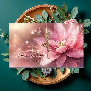 Modern Rosa Lotusblomma Glitter Yoga Flicka Visitkort