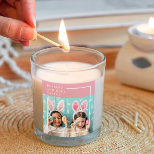 Modern Rosa Lycklig Blästat Påsk   Fotogåva Fyrkantigt Klistermärke