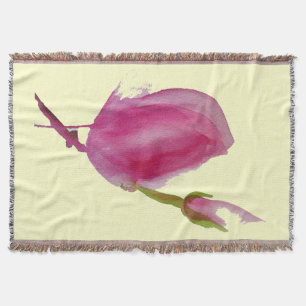 Modern rosa Magnolia-blomskonst Filt
