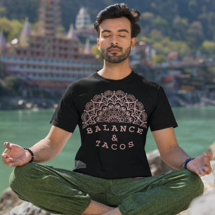 Modern  Rosa Mandala Balance och Taco Yoga T Shirt