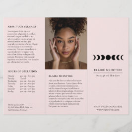 Modern Rosa Måne Phases Elegant Tri-fold Brochure