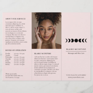 Modern Rosa Måne Phases Elegant Tri-fold Brochure