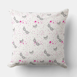 Modern Rosa Måne Stars Mardi Gras Mask Pillow Kudde
