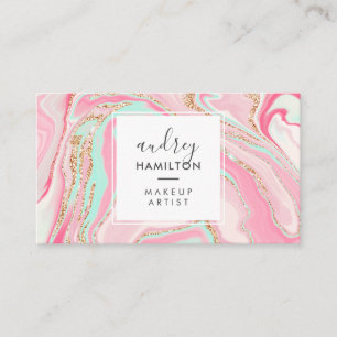 Modern rosa marble ro guld elegant makeup artist visitkort