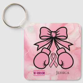 Modern Rosa Marcular Breast Cancer Warrior Namn Nyckelring