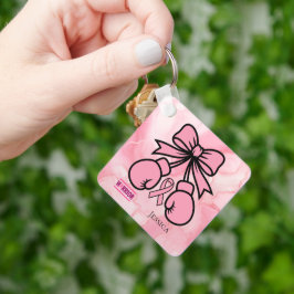 Modern Rosa Marcular Breast Cancer Warrior Namn Nyckelring