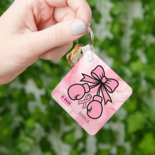 Modern Rosa Marcular Breast Cancer Warrior Namn Nyckelring