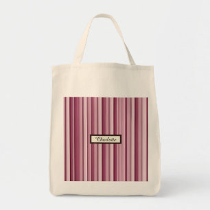 Modern Rosa Mauve Stripe Personlig Livsmedel Tygkasse