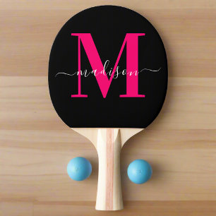 Modern Rosa med fetstil - initialt och svart monog Pingisracket