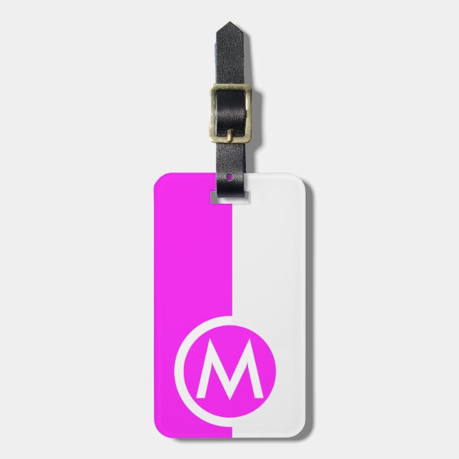Modern Rosa med två ton Monogrammed Bagagebricka (Vertikal Framsida)