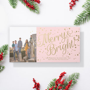 Modern Rosa Merry och Bright Confetti-fotokort Julkort