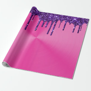 Modern Rosa Metall Lila Glitter Drives Presentpapper