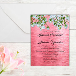 Modern Rosa Metallic och Vit ros Bröllop Vykort