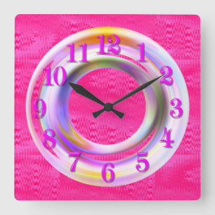 Modern, Rosa Metallisk, Neon, Unik, Anpassad Fyrkantig Klocka