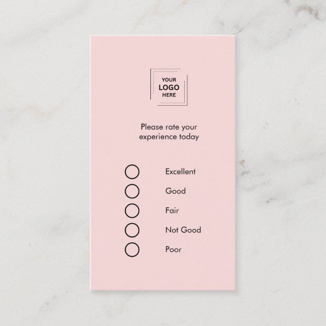 Modern Rosa Minimal Feedbackundersökning Stil Visitkort (Framsida)