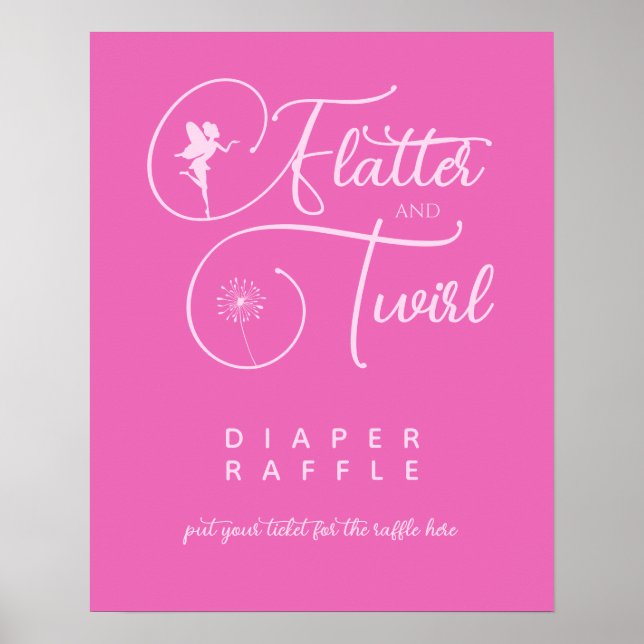 Modern Rosa Minimalist Fairy Diaper Raffle Poster (Framsidan)