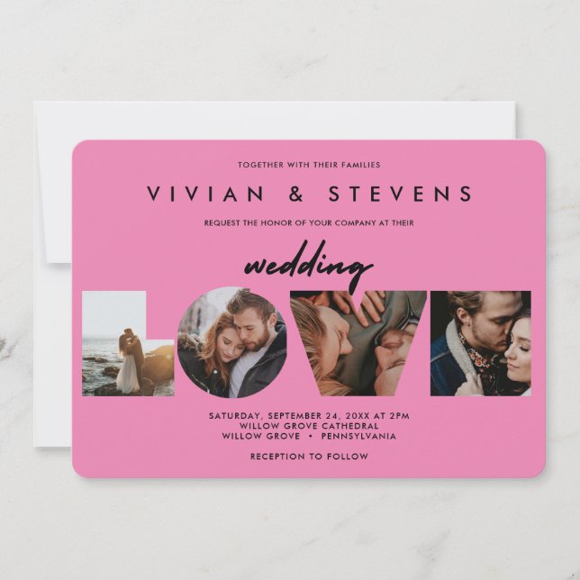 Modern Rosa - minimalistfotografier av Kärlek Bröl Inbjudningar (Framsida)