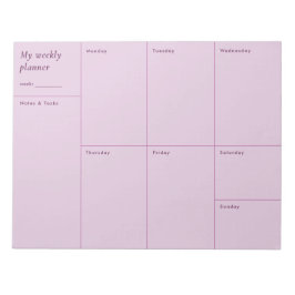 Modern rosa minimalistisk veckoplanering anteckningsblock