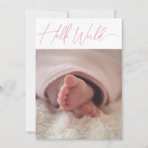 Modern Rosa - minimalistiskt foto Birth Baby Meddelande