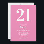 Modern Rosa - minimalt 21:a födelsedag Inbjudningar<br><div class="desc">En enkel,  modern 21:a födelsedagsinbjudan med typografi av elegant och minimalistisk design i rosa och vita färg.</div>