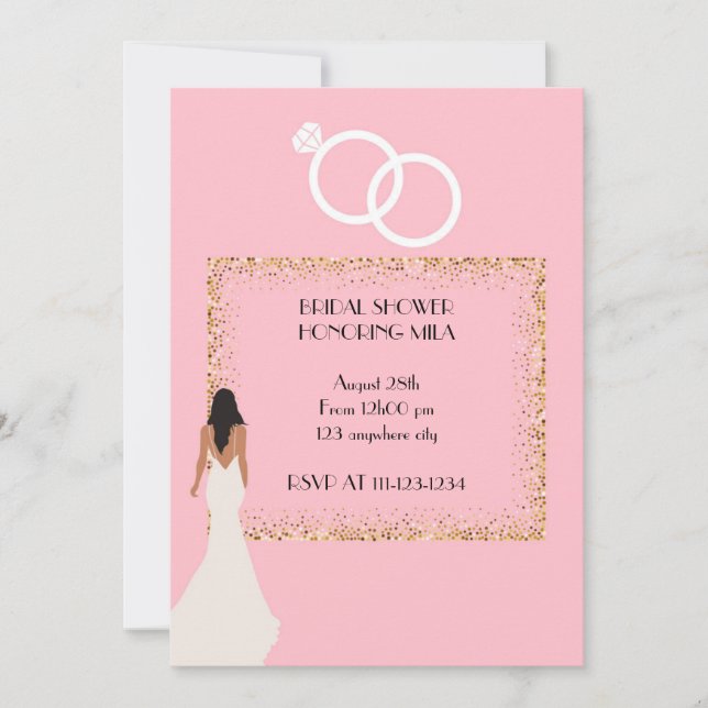 modern rosa möhippa inbjudningar (Framsida)