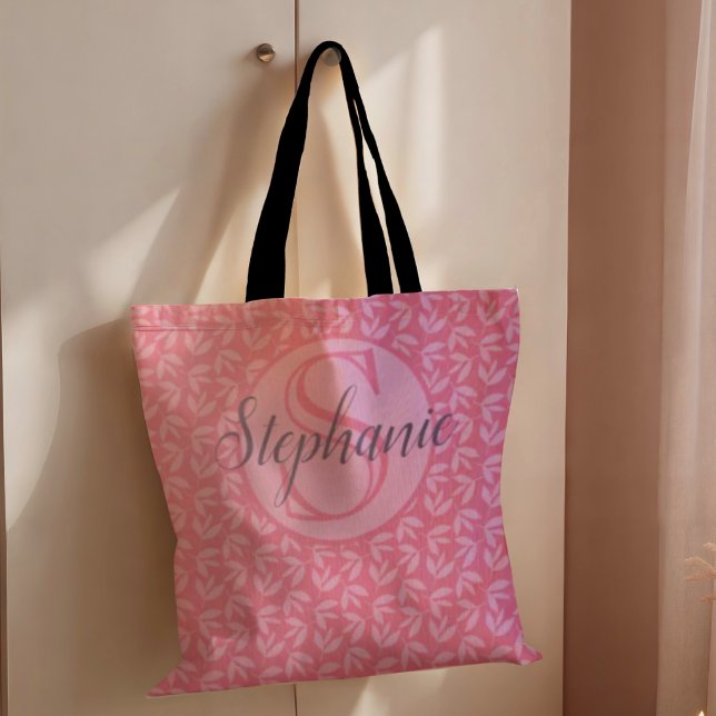 Modern rosa Monogram Botancial Tygkasse (Skapare uppladdad)
