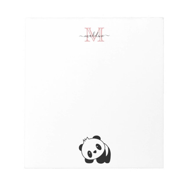 Modern  Rosa Monogram Cute Panda Anteckningsblock (Framsida)