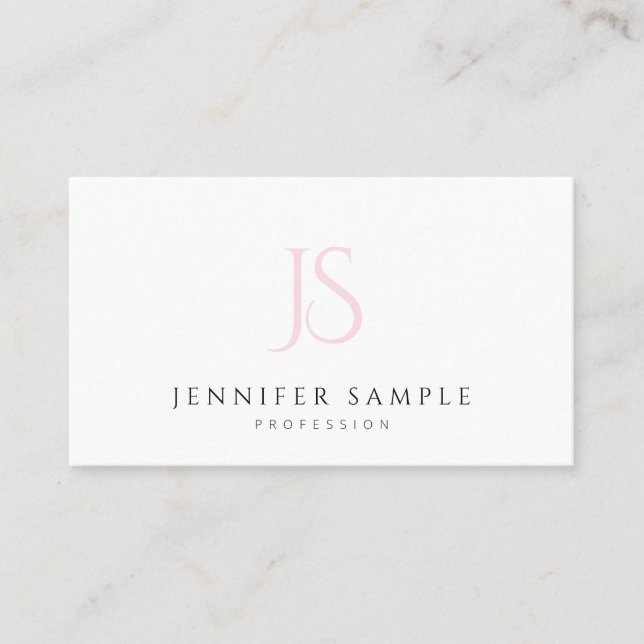 Modern Rosa Monogram-Elegant för Professionell Enk Visitkort (Framsida)