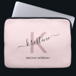 Modern  rosa, monogram namn laptop fodral<br><div class="desc">Modern  rosa,  monogram namn laptop sleeve</div>