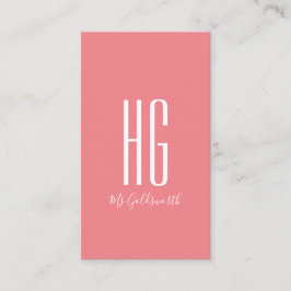 Modern rosa monogram som kan anpassas visitkort