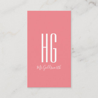 Modern rosa monogram som kan anpassas visitkort