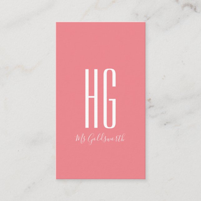 Modern rosa monogram som kan anpassas visitkort (Framsida)