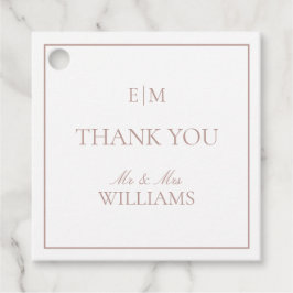 Modern Rosa Monogram Tack Script Bröllop Gåvor Etiketter